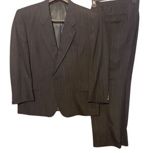 Hart Schaffner Marx Men's Black Wool Blazer Size 46 Formal Two-Button Suit. Pant